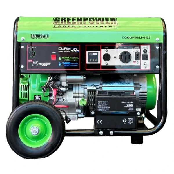 موتور برق گازسوز گرین پاور 7.5 کیلووات مدل CC9000NG/LPG-ES ریموت‌دار تک فاز