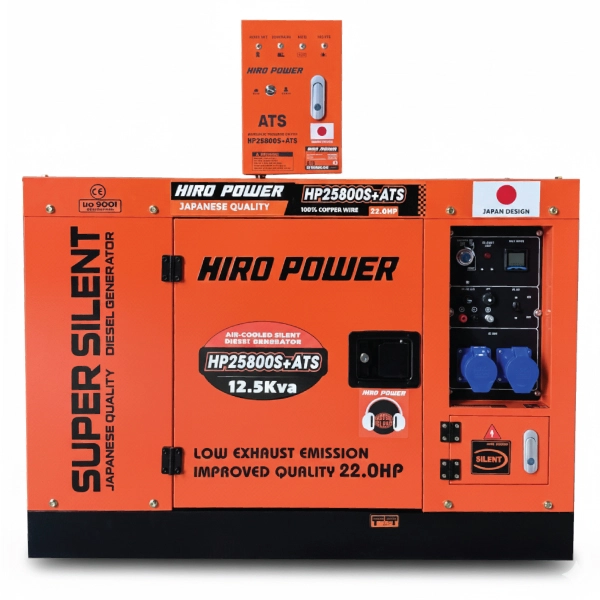موتور برق دیزلی هیرو پاور 10.5 کیلووات مدل HP25800S+ATS استارتی و اتوماتیک