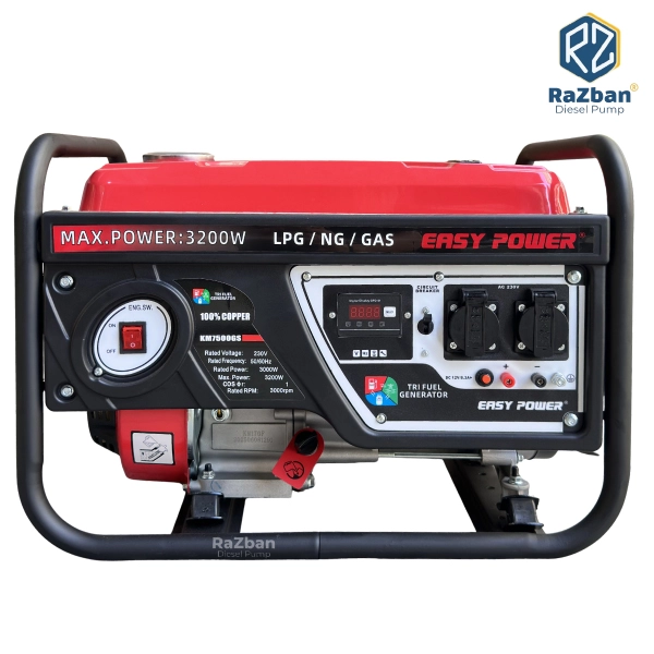 موتور برق سه گانه سوز ایزی پاور 3.2 کیلووات مدل KM7500GS تک فاز هندلی