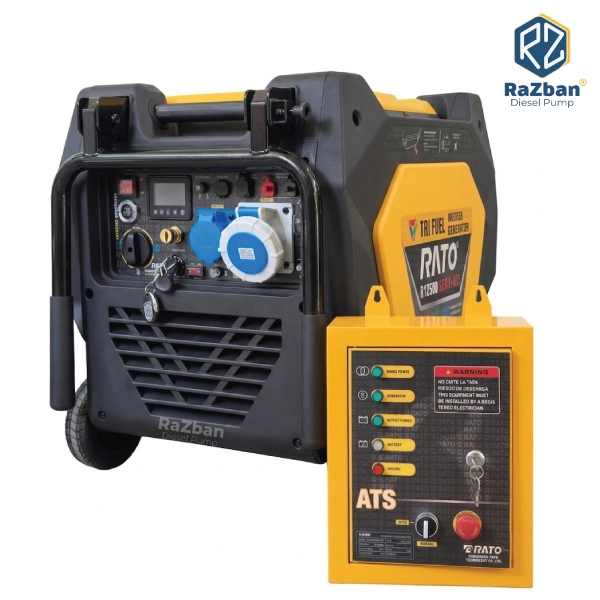 موتور برق سه گانه سوز راتو ۹.۵ کیلووات مدل R12500ISERT+ATS اینورتری سایلنت اتوماتیک